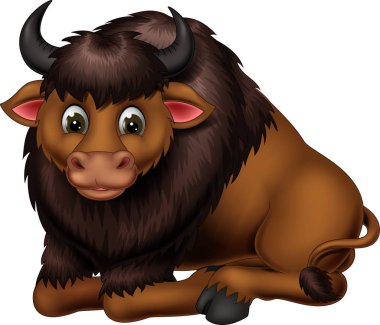 Tasarım için Komik Kahverengi Buffalo Karikatür