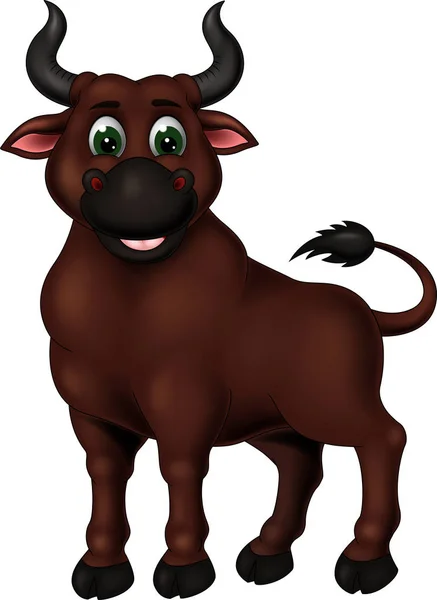Drôle Brown Bull Cartoon Pour Votre Conception — Image vectorielle