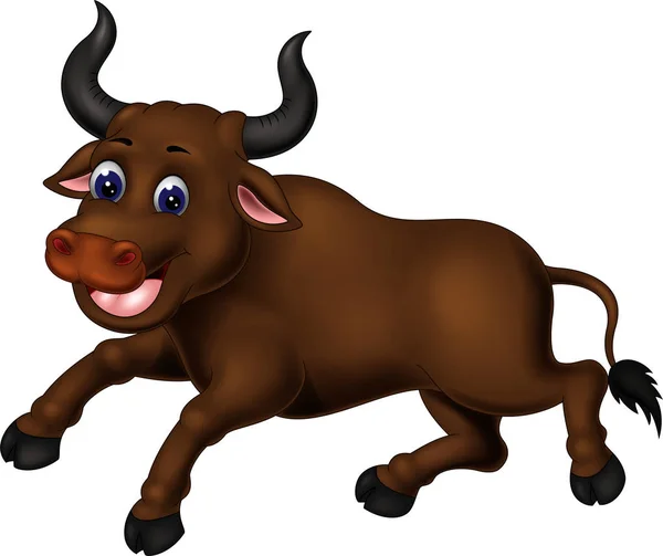 Vicces Brown Bull Cartoon Design — Stock Vector