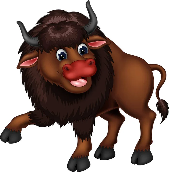 Śmieszne Brązowy Buffalo Cartoon Dla Twojego Projektu — Wektor stockowy