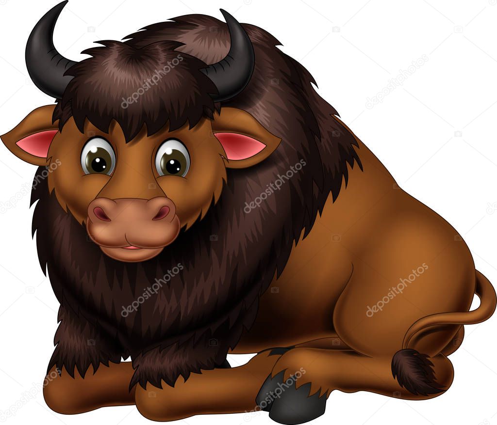 Funny Brown Buffalo Cartoon For Your Design