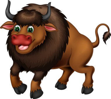 Tasarım için Komik Kahverengi Buffalo Karikatür