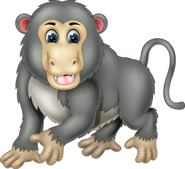 Funny Grey Monkey Cartoon Your Design — стоковый вектор