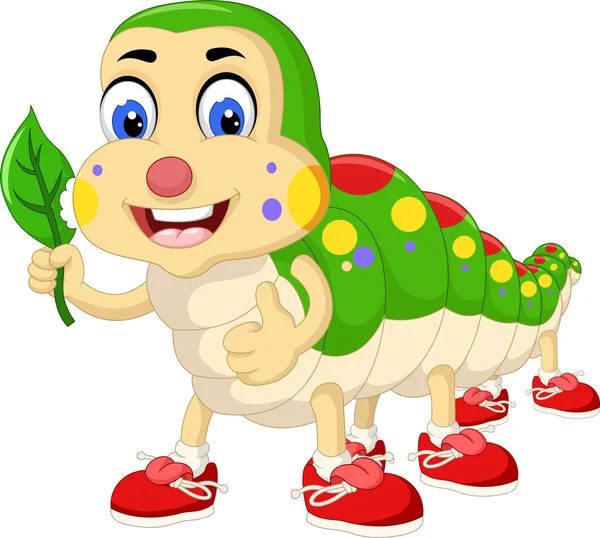 Funny Green Caterpillar Cartoon För Din Design — Stock vektor