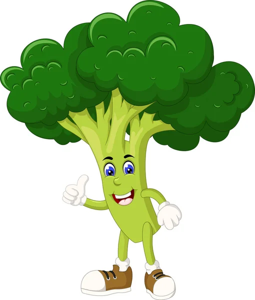Green Broccoli Cartoon Your Design — Stock Vector