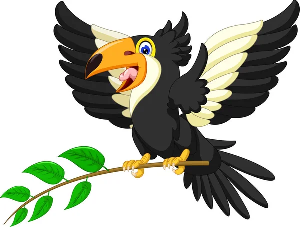 あなたのデザインのための面白い黒い白い孔雀の漫画 — ストックベクタ