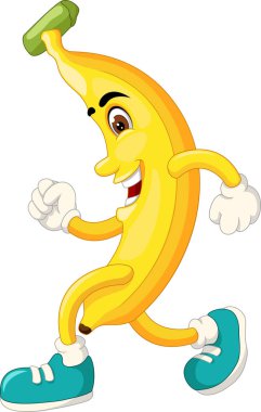 Funny Running Yellow Banana Cartoon for your design clipart