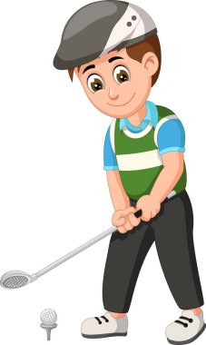 Tasarım için yeşil Mavi Gömlek Karikatür Komik Golfçü Boy