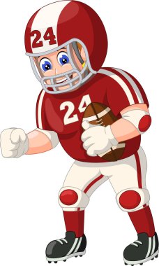 Funny Rugby Boy Player In Red Uniform Cartoon for your design vector