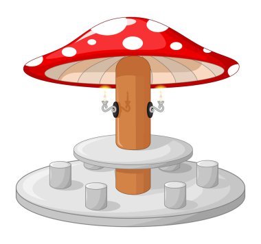 Cool Mushroom Building With Chair And Table Cartoon for your design clipart