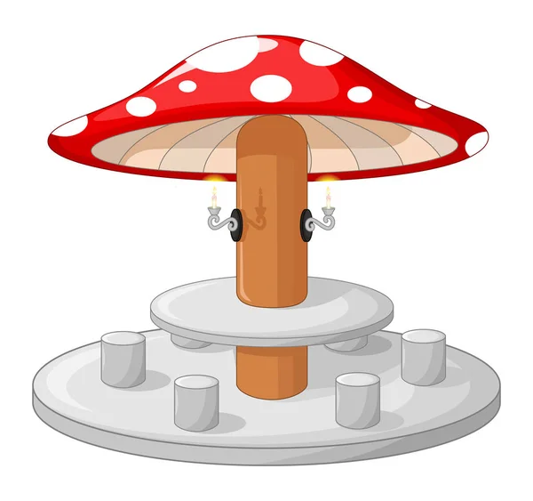 Coole Pilzbau Mit Stuhl Und Tisch Cartoon Für Ihr Design — Stockvektor