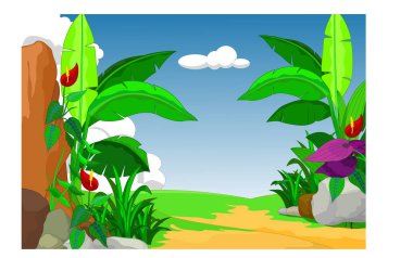 Serin Grass Hill Peyzaj Karikatür tasarım için