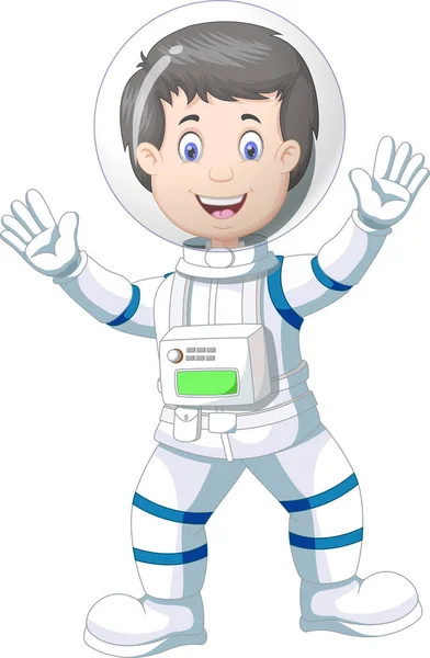 Astronaut Bílém Modrém Obleku Uniform Cartoon — Stockový vektor
