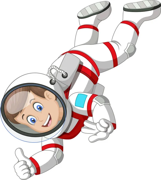 Cool Astronout Viselni Fehér Piros Öltöny Egyenruha Repülő Térben Nulla — Stock Vector