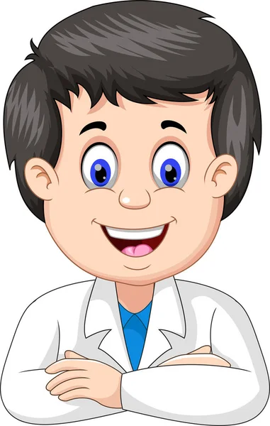 Knappe Dokter Man Wit Pak Cartoon — Stockvector