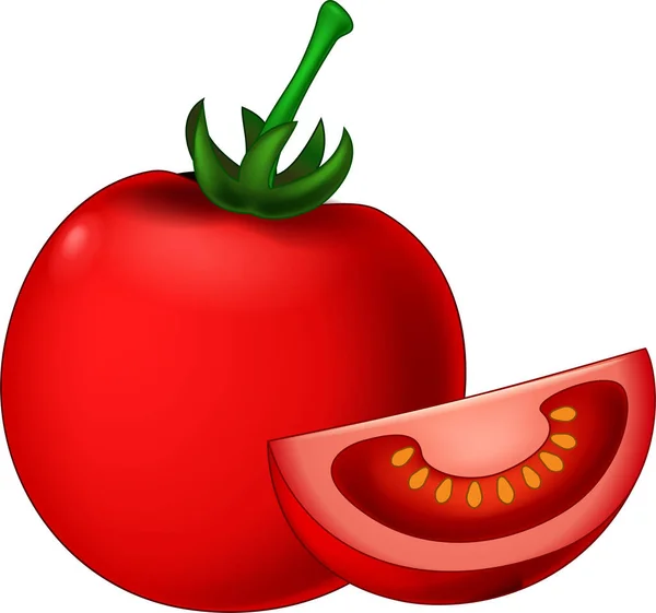 Červené Rajče Ovoce Zeleninové Karikatury Vektorové Ilustrace Izolované Vegan Potravin — Stockový vektor