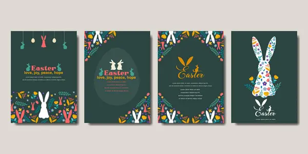 Feliz Tarjeta Felicitación Pascua Banner Comercial Moda Cubierta Medios Comunicación — Vector de stock