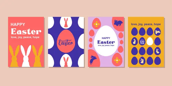 Frohe Ostern Grußkarte Mode Werbebanner Cover Social Media Mit Flachem Stockillustration