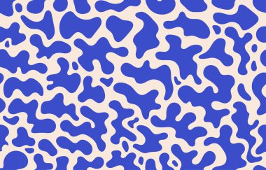 Mavi renkli bulutlu kusursuz desen ve sıvı şekilli tasarım arka planı. 80 'ler tarzı