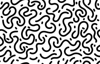 Arka plan ve kapak için siyah ve beyaz dalga çizgisi konsepti olan modaya uygun, pürüzsüz bir el çizimi. Vektör illüstrasyonu 10