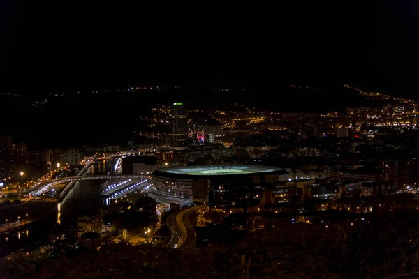 Vista nocturna de Bilbao desde Covetas Monte Pais España Vasca — Foto de Stock