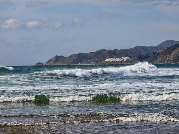 Mojacar Almeria Ispanya 'daki Pueblo Indalo 'da plaj