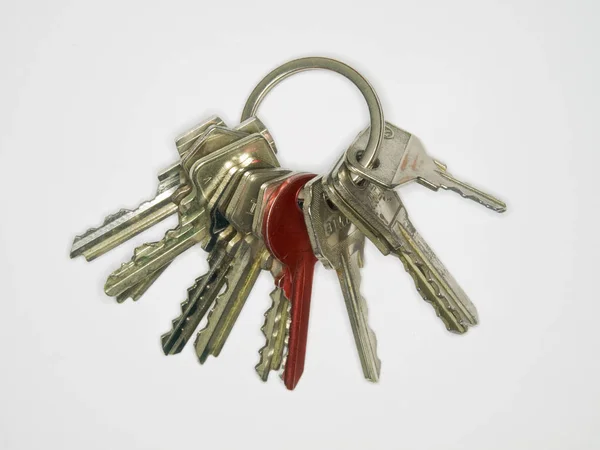 A simple keyring with a red key — Stock Photo, Image