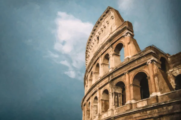 Primer Plano Coliseo Romano Roma Italia Efecto Dibujado Enfoque Suave —  Fotos de Stock
