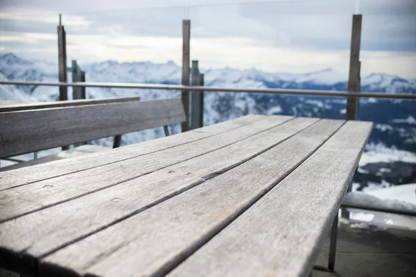 Skutečný Stůl Horách Zima — Stock fotografie