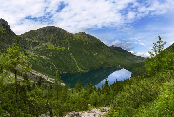 Yolun Czarny Have Tatra Polonya Için Morskie Oko Üzerinde Viem — Stok fotoğraf