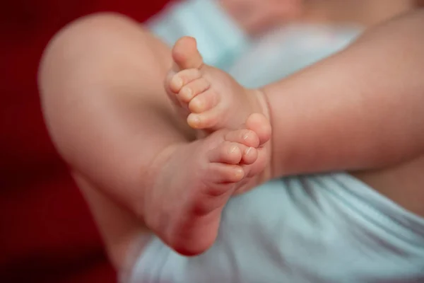 Closeup on the feet of a newborn baby — Stock Photo, Image