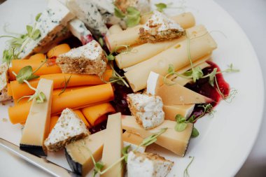 peynir tabağı karışımı yakın, üst görünümü