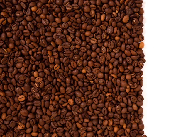 Kaffeebohnen isoliert auf weißem Hintergrund mit Copyspace für Text. — Stockfoto
