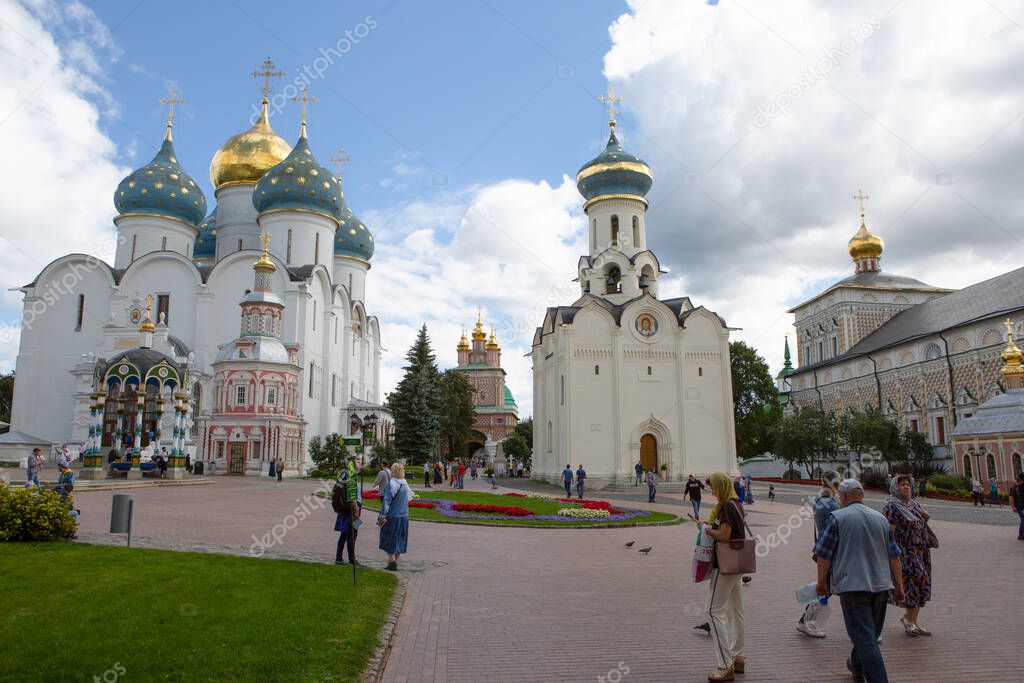 Assumption Cathedral 1559 - 1585 and chapel. Architectural Ensemble of the Trinity Sergius Lavra in Sergiev Posad
