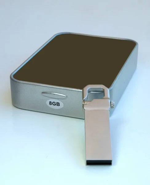 Usb Flash Drive Caixa Metal — Fotografia de Stock