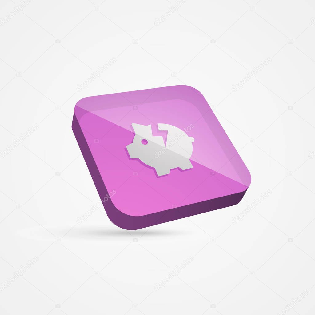 Broken Piggybank 3D Mobile Icon