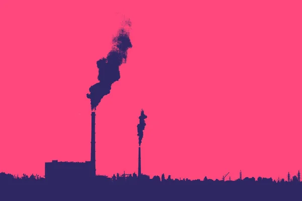 Kouřící Průmyslové Potrubí Pozadí Znečištění Životního Prostředí Koncept Foto Duplexových — Stock fotografie