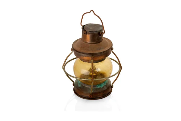 Retro Copper Kerosene Lantern Closeup Isolated White Royalty Free Stock Photos