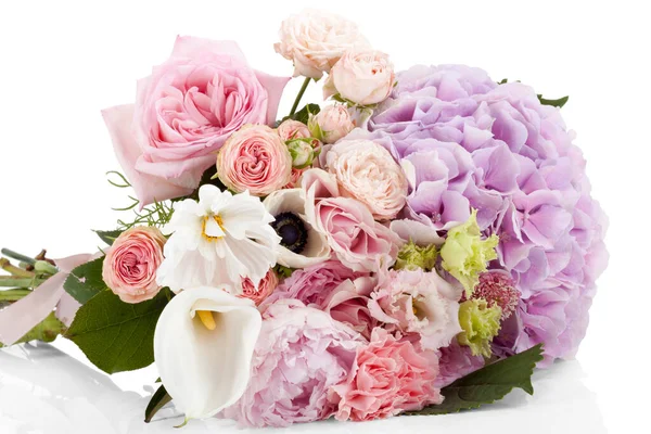 Krásné Profesionální Neupravené Kytice Květin Izolovaných Bílém Pozadí Stock Fotografie
