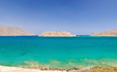 Spinalonga adası Elounda Bay, Crete, Yunanistan