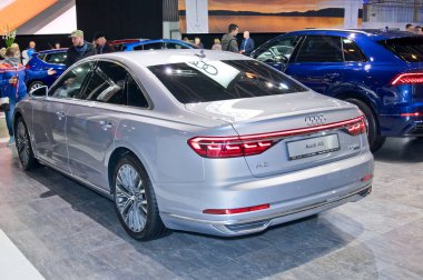 Tartu-Eylül 29: Audi A8, üzerinde 29 Eylül 2018 Tartu Motoshow Tartu, Estonya