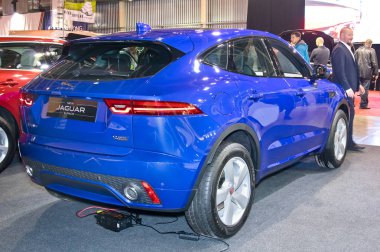 Tartu-Eylül 29: Jaguar E-hızı üzerinde 29 Eylül 2018 Tartu Motoshow Tartu, Estonya