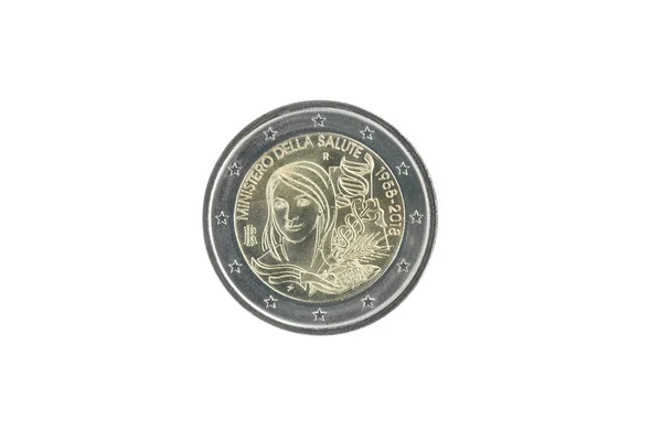 Moneda Conmemorativa Euros Italia Emitida 2018 Dedicada Años Desde Formación — Foto de Stock