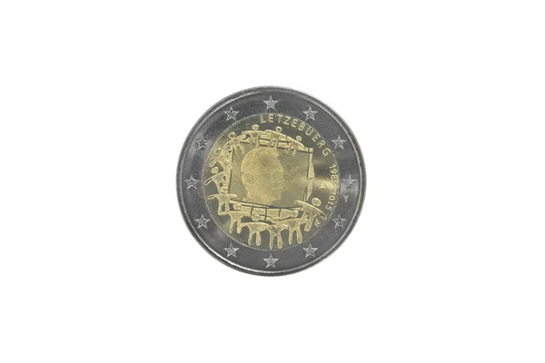 Moneta Commemorativa Euro Del Lussemburgo Emessa Nel 2015 Dedicata Trentesimo — Foto Stock