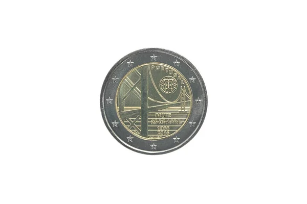 Commemorative Euro Coin Portugal Issued 2016 Dedicated Years Inauguration 25Th — Stock Photo, Image