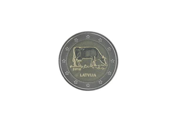 Moneda conmemorativa de 2 euros de Letonia — Foto de Stock