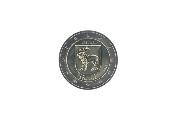 Moneta okolicznościowa 2 euro na Łotwie — Zdjęcie stockowe