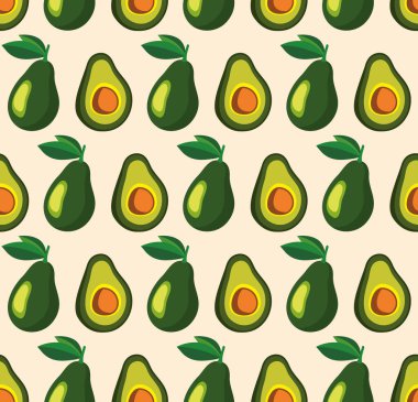Avokadolarlı vektör yaz şablonu. Kusursuz doku tasarımı.