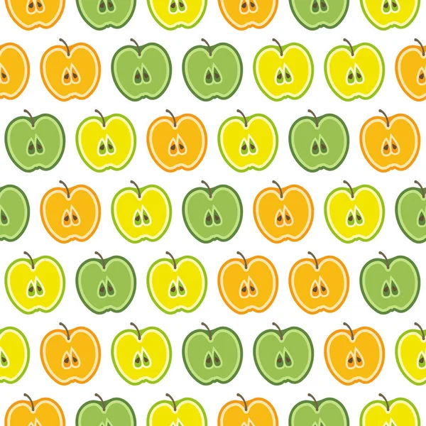 Patrón Vectorial Verano Con Manzanas Diseño Textura Sin Costuras — Vector de stock