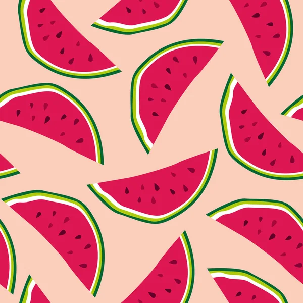 Vector Naadloos Patroon Met Watermeloenen Achtergrond Ontwerp — Stockvector